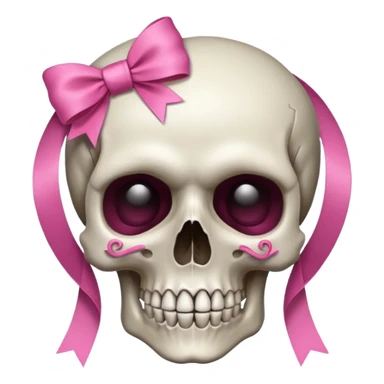 A skull with a small pink ribbon on the side of its head sticker