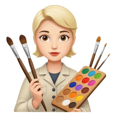 artist with palette and brushes sticker