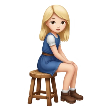 The girl is sitting on a stool facing full backwards. sticker