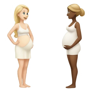 2 pregnant women talking - one white and one tan sticker