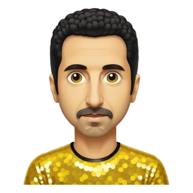 Serj Tankian with yellow sequin shirt sticker