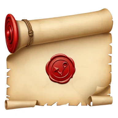 old rolled parchment scroll with wax seal sticker