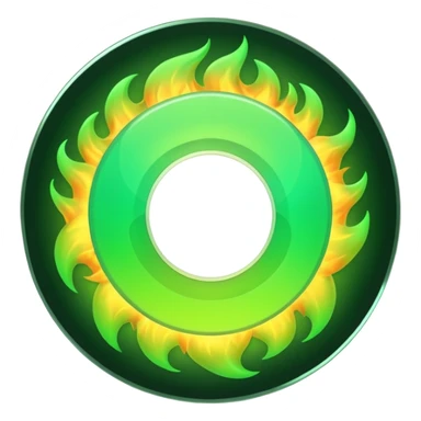 A minimalist CD disc with a subtle fire design, green fire. sticker