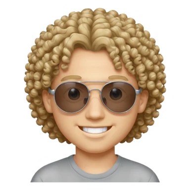 chico con pelo rizado, piel blanca y unas gafas de sol y2k sticker