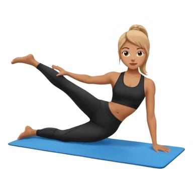 generate a pretty woman in black gym clothes doing pilates on a blue mat  sticker