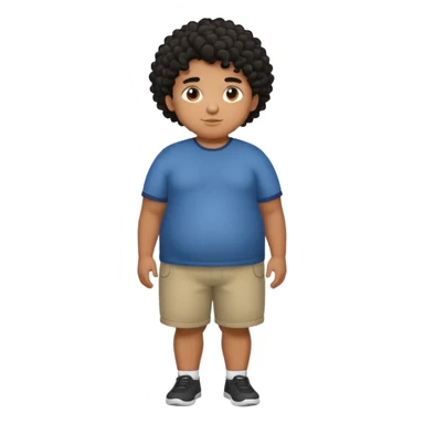fat person emoji but make him brown skin and curly black hair make it a whole body image and the person is a boy who’s fat sticker