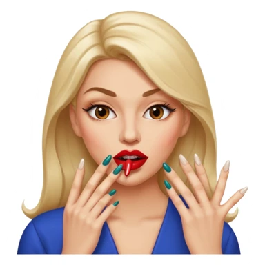 Big lips long nails bestie circle head biting her 1 nail sticker