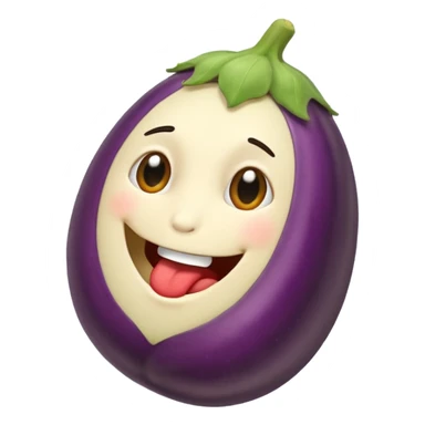 Eating a eggplant sticker