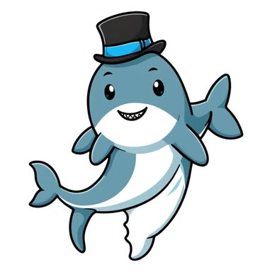 shark wearing a top hat sticker