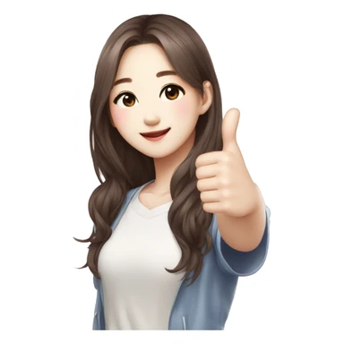 Cute Korean girl giving thumbs up kpop idol sticker