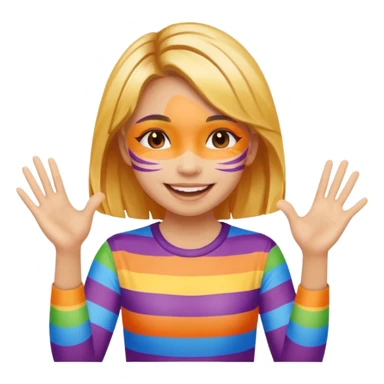 A cheerful girl with face paint stripes, clapping her hands with joy. sticker