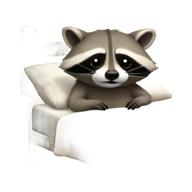 Raccoon going to sleep in a bed sticker