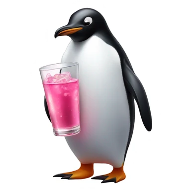 Penguin holding pink liquor  sticker