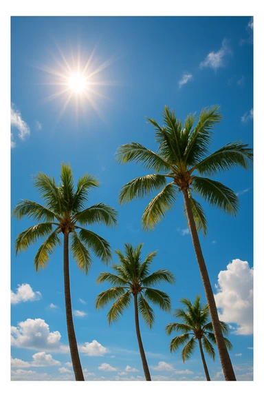 sunny sky photo with palm trees sticker