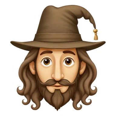 Jewish man with extremely long nose and curled hair with a large Jew hat sticker