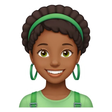 black girl with green braces on her teeth smiling sticker