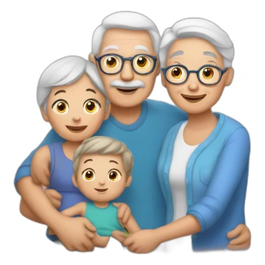 Grandma and grandpa with child grandson sticker