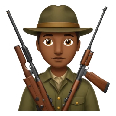 With rifle Brown eyes No mustache Italian hunter, bigger nose, darker skin sticker