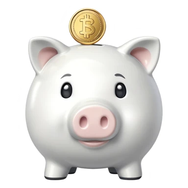 white piggy bank with a coin sticker