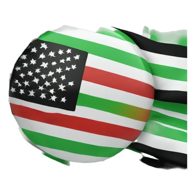 One single flag of three horizontal stripes: green, white, and  black and in the center of the flag there is three red stars sticker