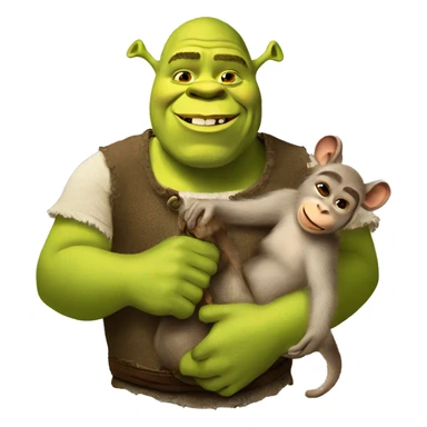 Shrek holding a monkey sticker