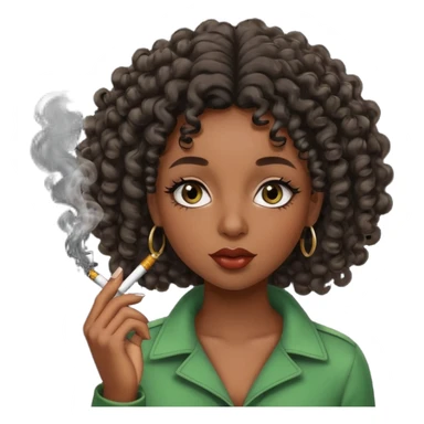 Black girl with eyelashes and curly hair smoking weed  sticker