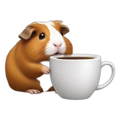 guinea pig holding a cup of coffee sticker