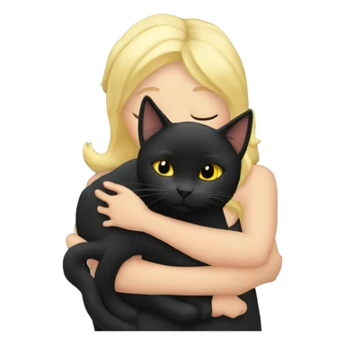 Black cat cuddling blonde girl sticker