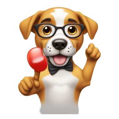 nerd dog with his index finger up sticker