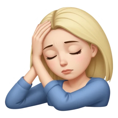 Exhausted woman with head resting on palm, looking sleepy sticker