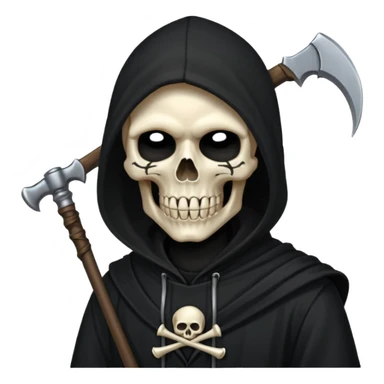 zoomed black hood skull scythe sticker