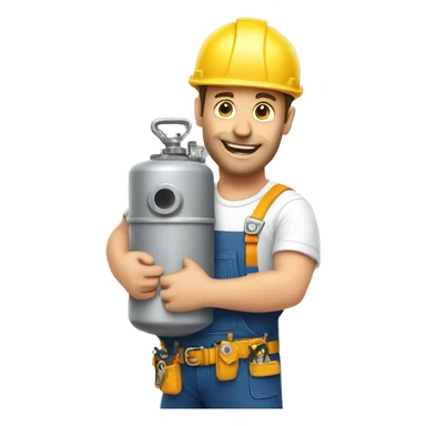 handyman hugging big boiler sticker