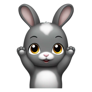 baby dark grey cute bunny with only one white hand sticker