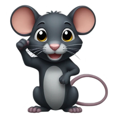 dark rat with fist up sticker