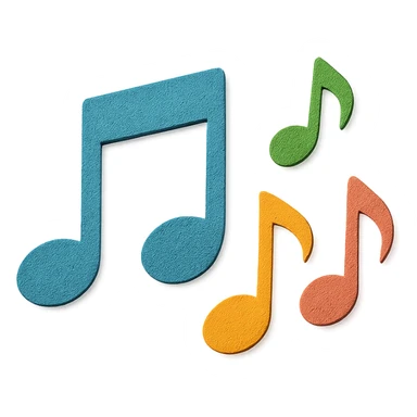 colorful music notes, paper craft style, layered paper effect, bright colors sticker