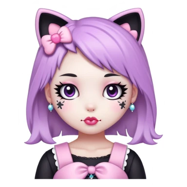  pastel goth brunette hello kitty sticker