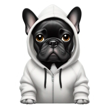 Black and white French bulldog wearing hoodie  sticker