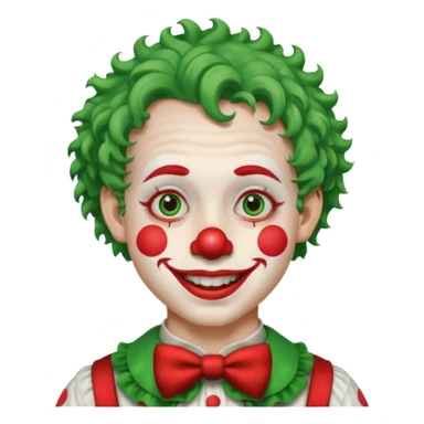 boy clown with curly green hair sticker
