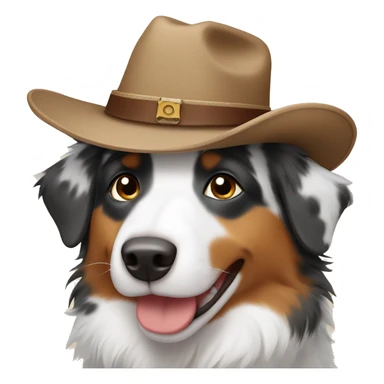 Australian shepherd with a cowboy hat sticker