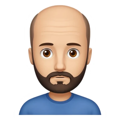semi balding man with super short hair and has a beard. dark brown eyes and brown beard  sticker