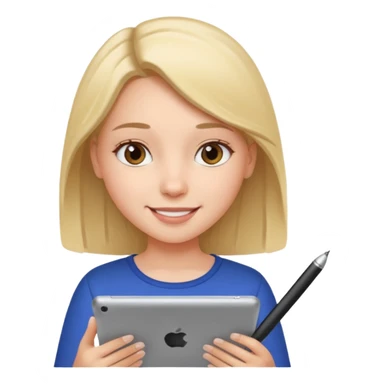 girl suing ipad with pen sticker