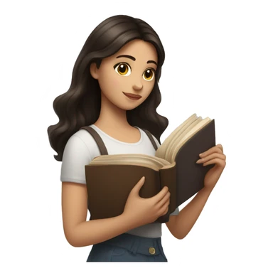 beautiful brunette girl hugging a book sticker