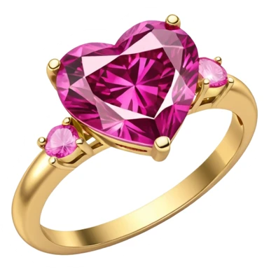 Fuchsia pink Diamond heart gold ring sticker