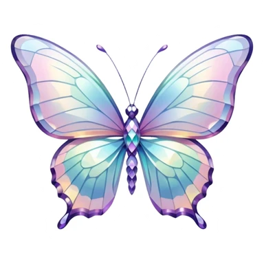 Pastel white iridescent glass crystal butterfly sticker