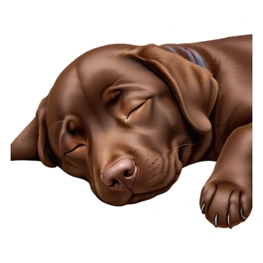 Meme-Worthy Cute Sleeping Chocolate Labrador Portrait Emoji, Head resting peacefully with a contented smile, showcasing a delightfully robust build and a luxuriously soft chocolate Fur, eyes shut in a serene nap, Simplified yet hilariously adorable features, highly detailed, glowing with a soft, drowsy light, high shine, relaxed and utterly lovable, stylized with an air of playful laziness, bright and heartwarming, soft glowing outline, capturing the essence of a comically sleepy companion, so meme-worthy it feels like it could instantly become the next viral sensation of adorable slumber! sticker
