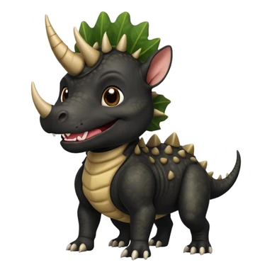 Black pibull dressed as a triceratops black sticker