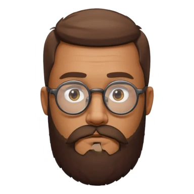 I need a simple emoji of a full bearded man with round glasses, serious expression sticker