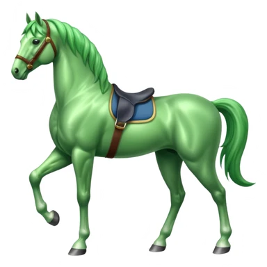Green horse stands up with two feets facing left  sticker