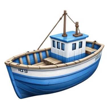 Design a small fishing boat with nets sticker