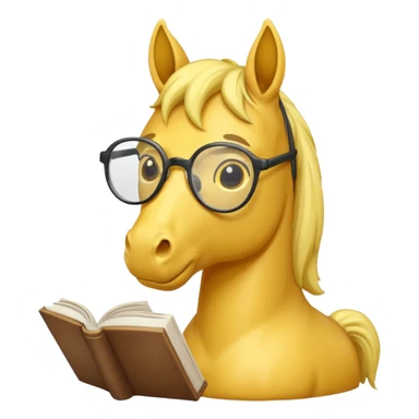 yellow horse read book with glasses sticker
